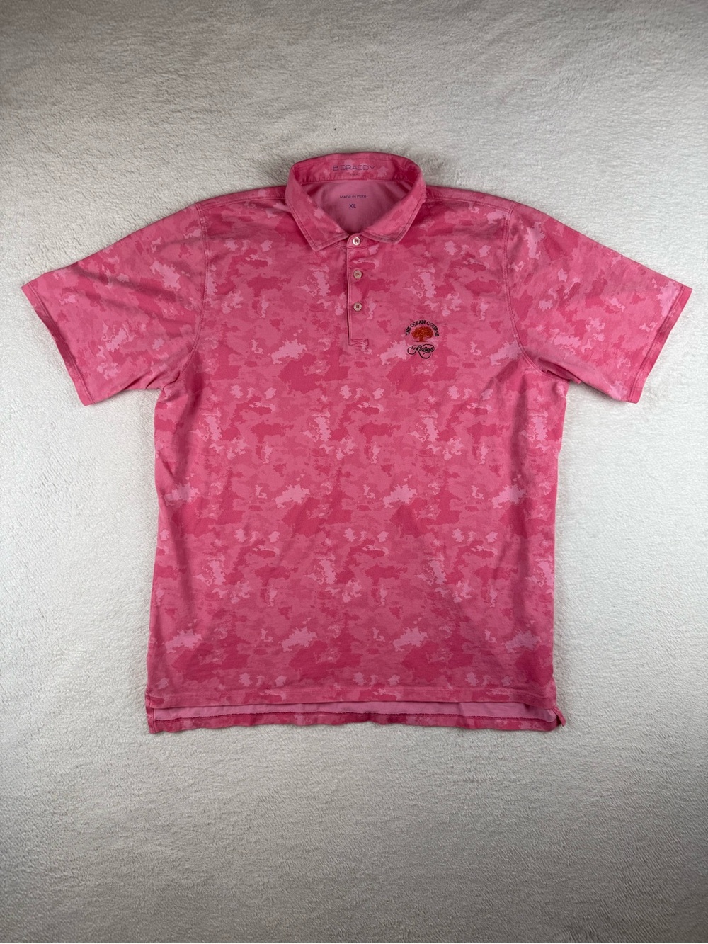 B. Draddy Pink Camo Golf Polo Shirt Mens XL The Ocean Course Kiawah Golf Club